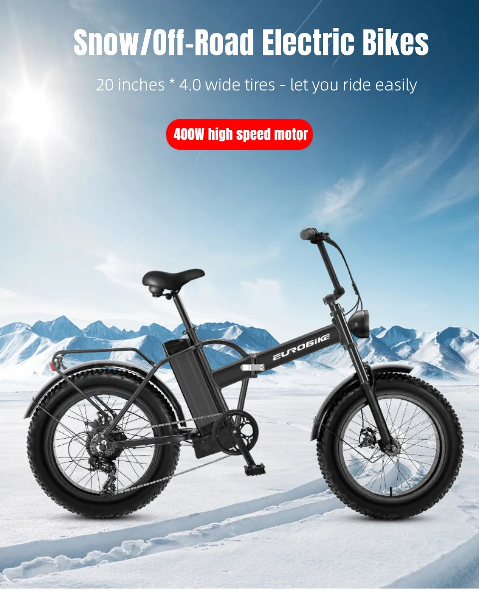 2023 new product—20-inch 48V adult electric bicycle 4.0 fat tire folding lithium battery snowmobile double disc brake waterproof