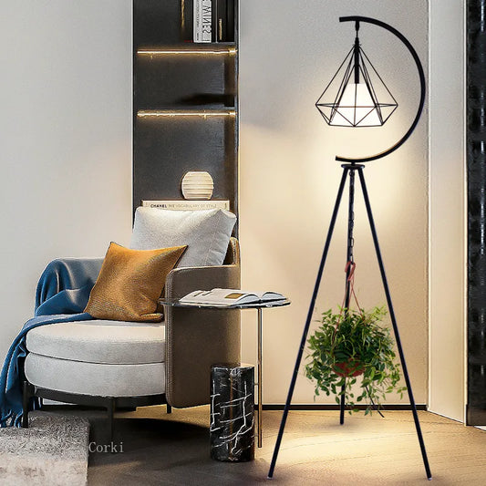 modern Wrought iron Triangle diamond led floor lamps Nordic living room sofa decor standing lamp bedroom bedside reading lamp