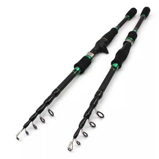 lowest price1.8m 2.1m 2.4m 2.7m Portable Telescopic Fishing Rod carbon rod M power Spinning Casting Rod  Pole Fishing Tackle