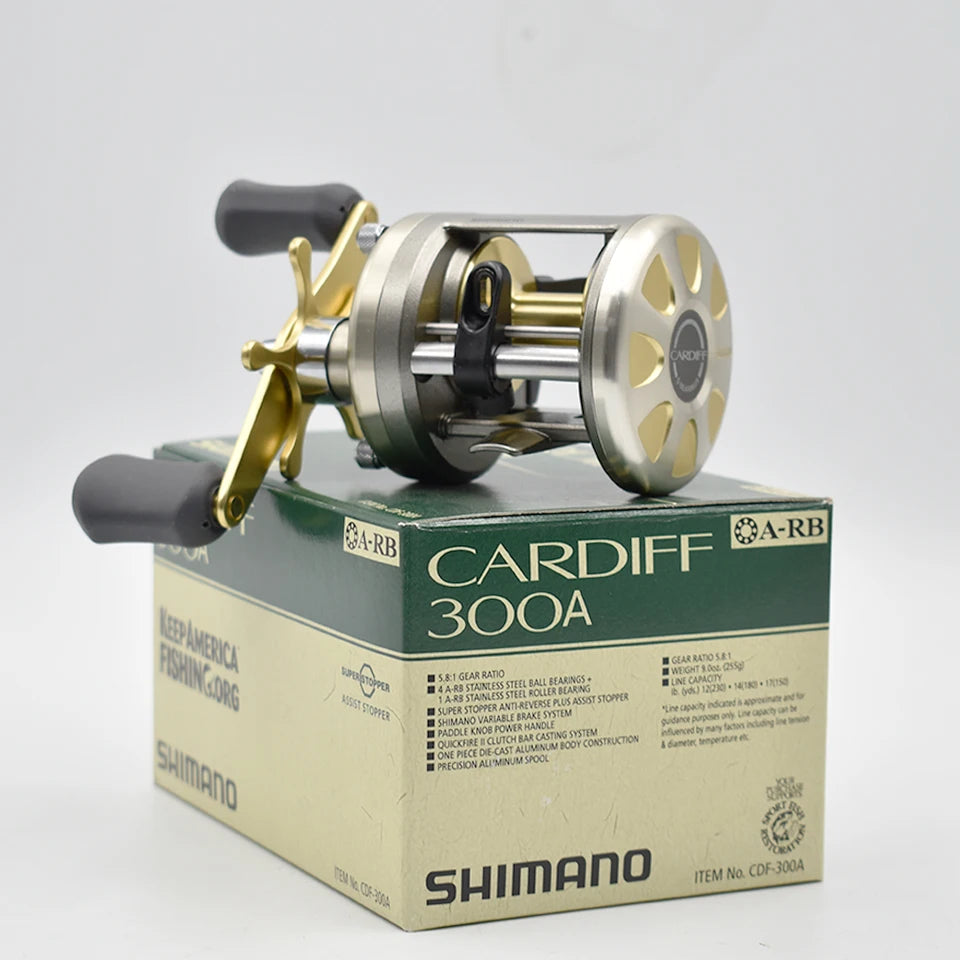 SHIMANO Round Reel CARDIFF 5.2:1/5.8:1 Ratio 4.5/5.0KG Max Drag 4+1 Bearing Centrifugal Braking System Corrosion resistant body