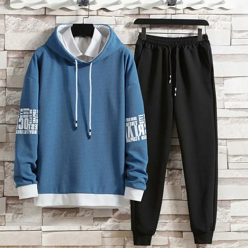 Spring Autumn Men's Sets Hip Hop Long sleeve pullover Hoodies+ Elastic Waist jogger Casual Pants Fashion Sets Men Clothing Sets