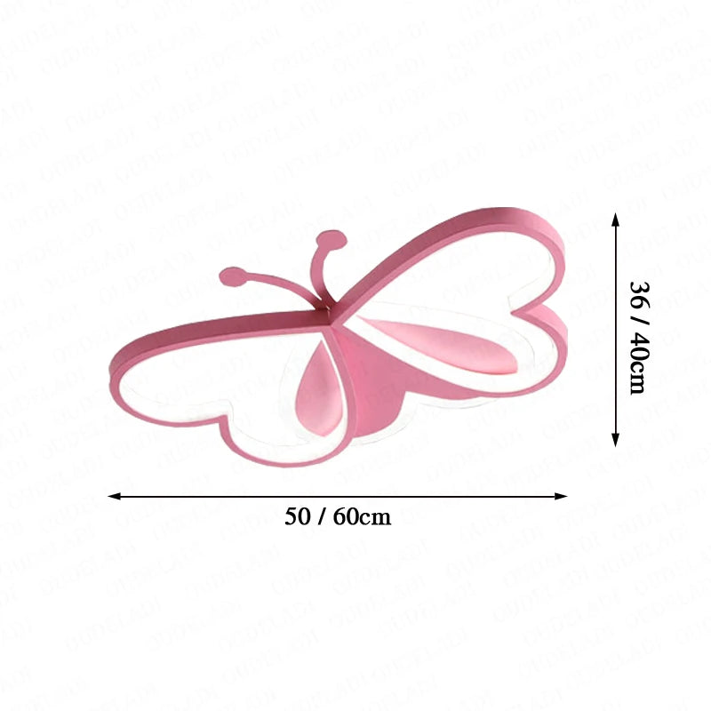 Nordic children's room bedroom light LED ceiling light pink / blue cartoon butterfly bedroom light AC85 - 265V