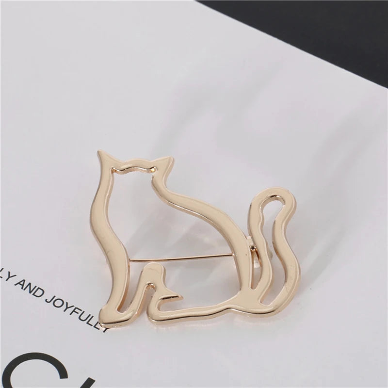 Hollow Cat Brooches for Women's Clothing Cardigan Clip Cardigan Shawl Buckle Christmas Brooch Simple Suit Sweater Pin Ins