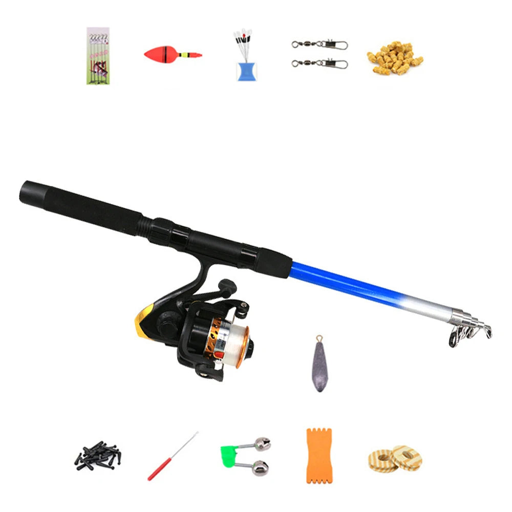 Fishing Rod Suit With Reel Portable Accessories Fishing Bag Beginners Telescopic Fishing Rod Set Ultralight Retractable Travel