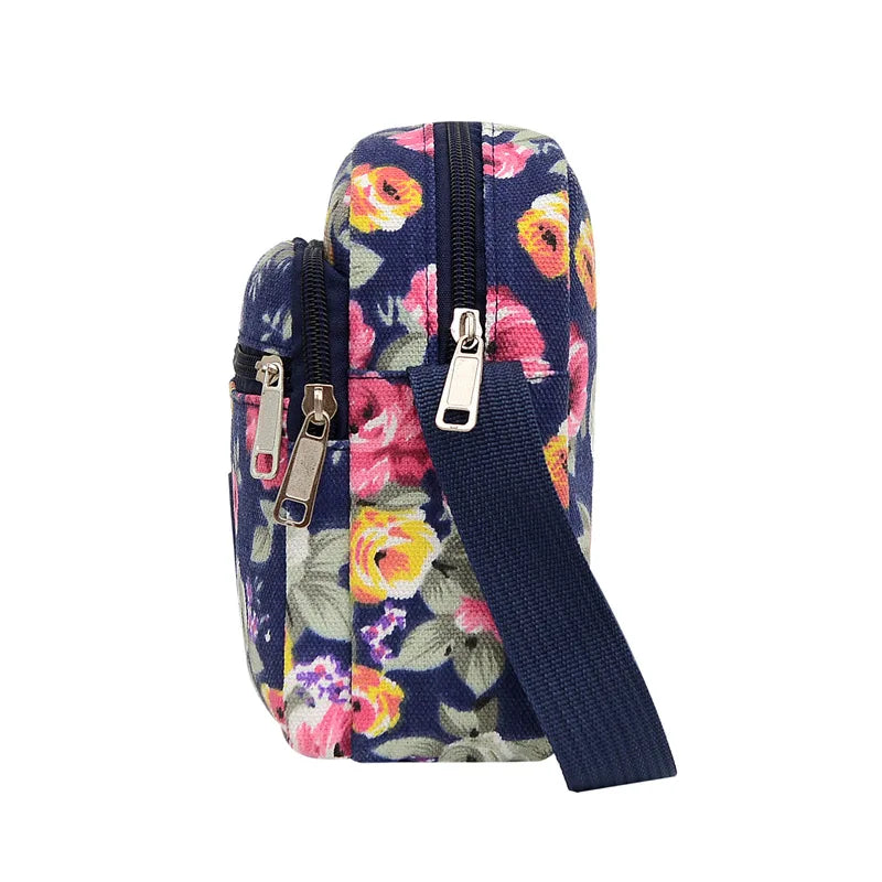 Summer Canvas Diagonal Women Shoulder Bags Women's Mobile Phone Crossbody Purse New Floral Cloth Direct Batch Leisure Bags