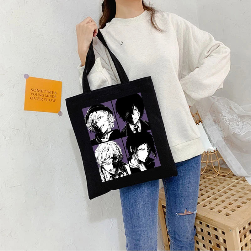 Bungou Stray Dogs Osamu Dazai Japan Anime Canvas Bag Large Harajuku Gothic Famale Shopper Bag Casual Vintage Women Shoulder Bags