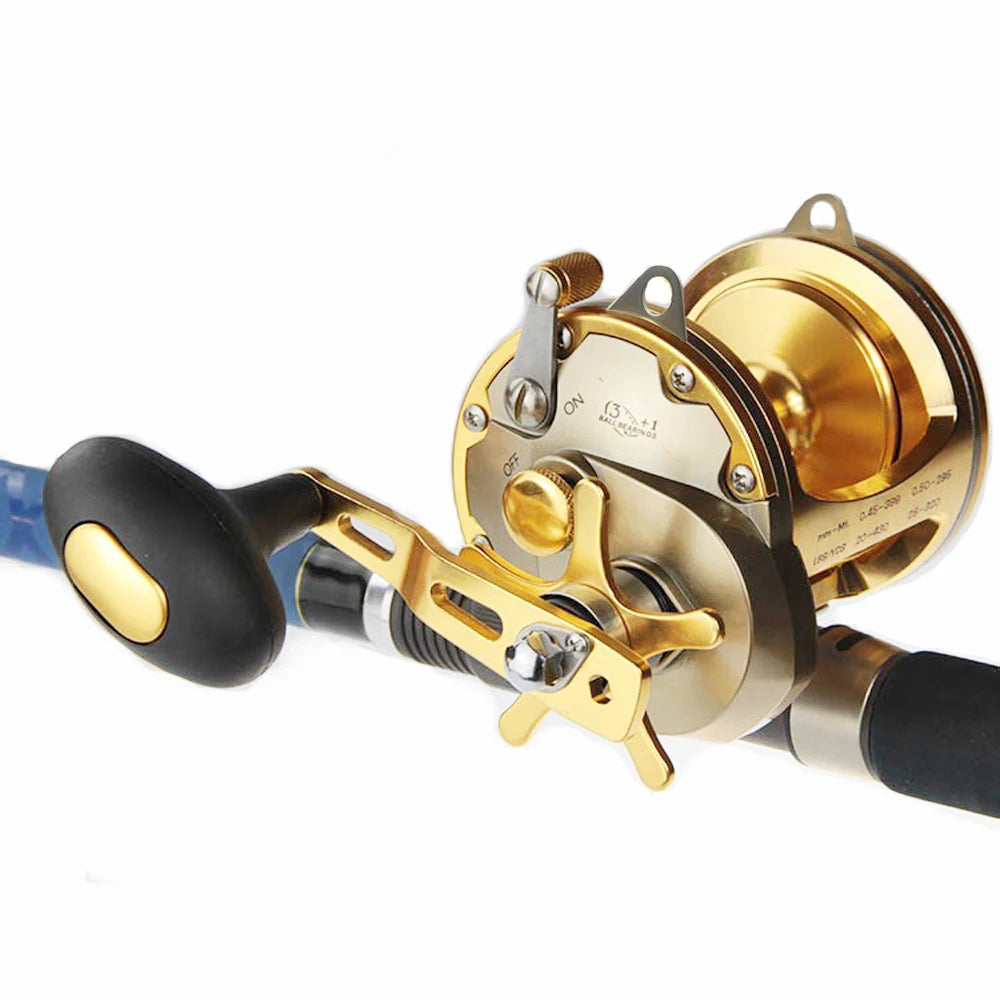 Big Sea Fishing Reel Saltwater Windlass Metal Coil Gold Ocean Fishing Supplies Wrap Drums Professional Trolling Jigging Reels