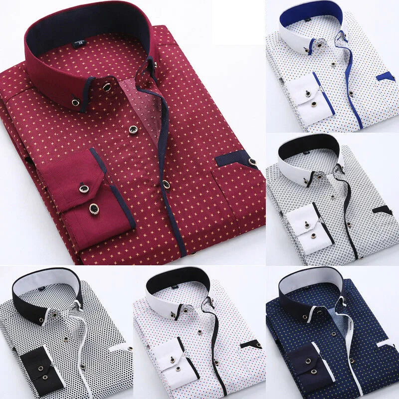 2023 Men Casual Long Sleeved Printed Shirts Slim Fit Male Social Business Dress Shirt Brand Men Clothing Camisas Para Hombre