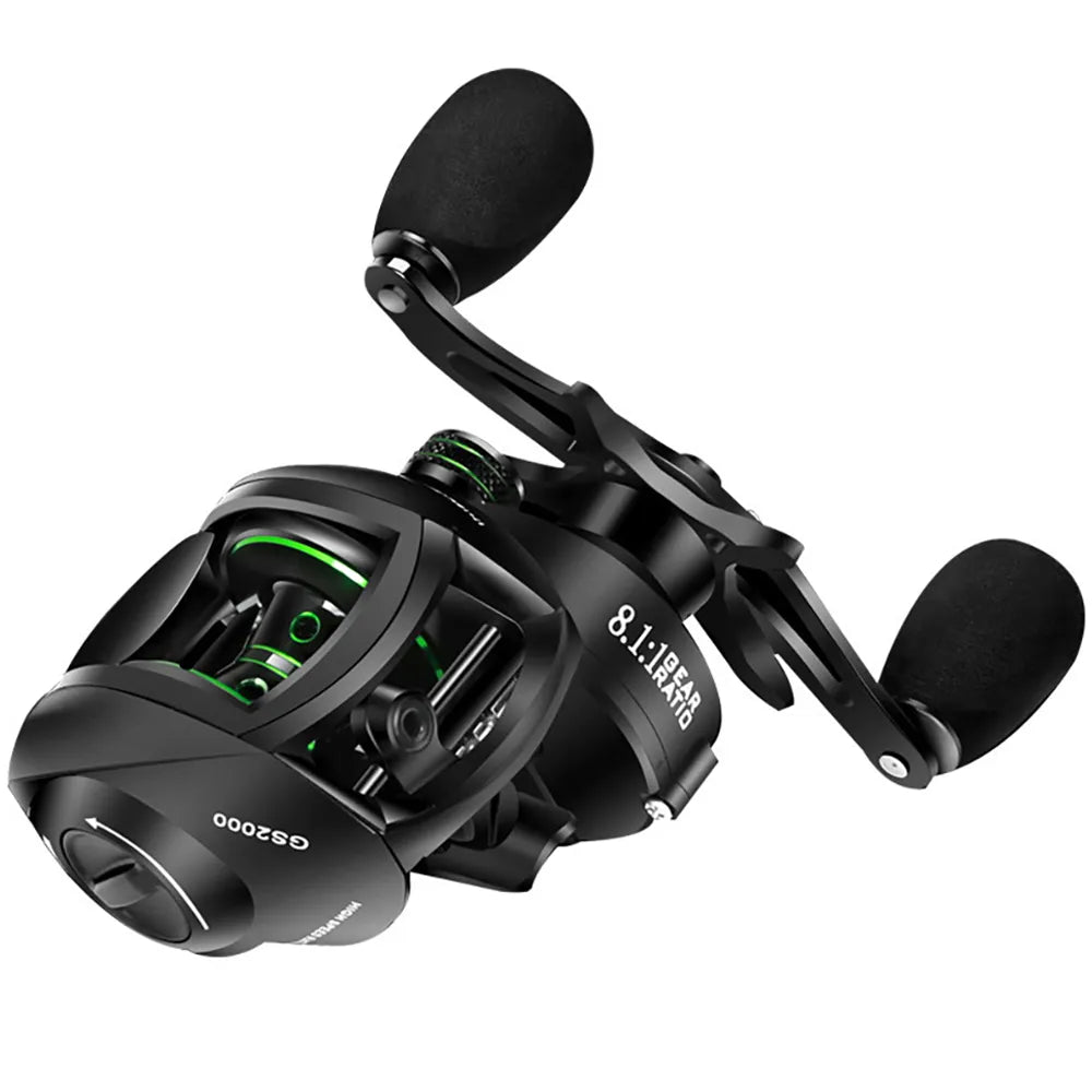 2000 Series Baitcasting Reel High Speed 8:1:1 Gear Ratio 17+1BB Fresh/Saltwater Magnetic Brake System Ultralight Fishing Reel