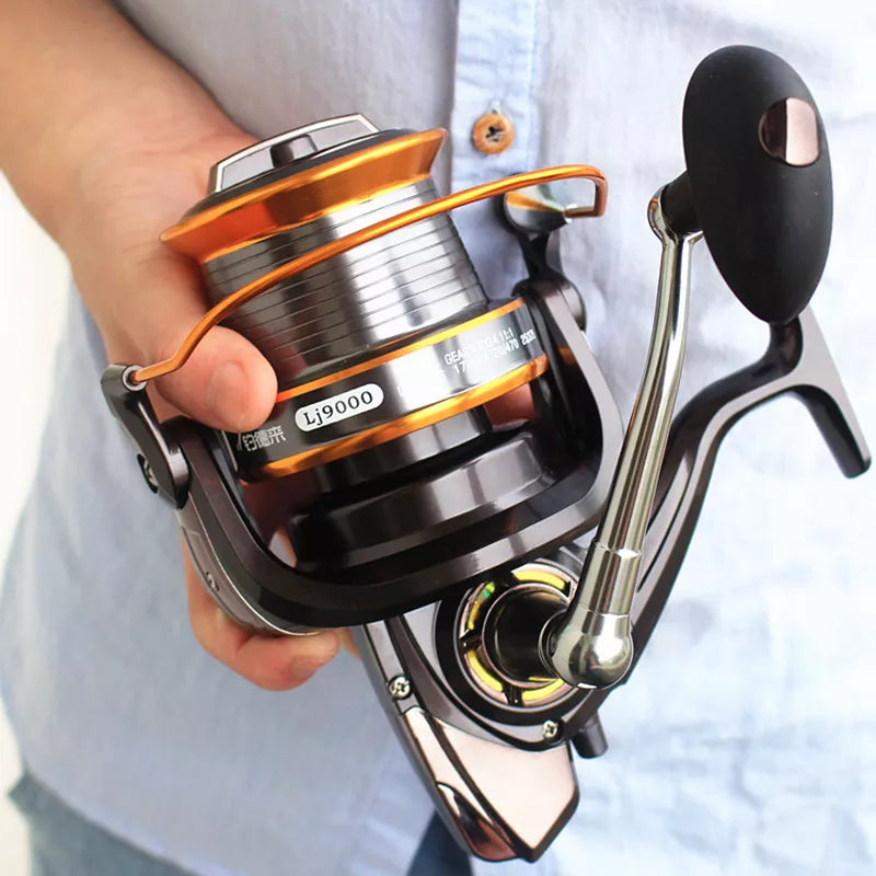 Far Throw Fishing Reel Metal LJ 4000-9000 Series 4+1 BB Bevel Cup Freshwater Reservoir Lure Spinning  Fishing Wheel