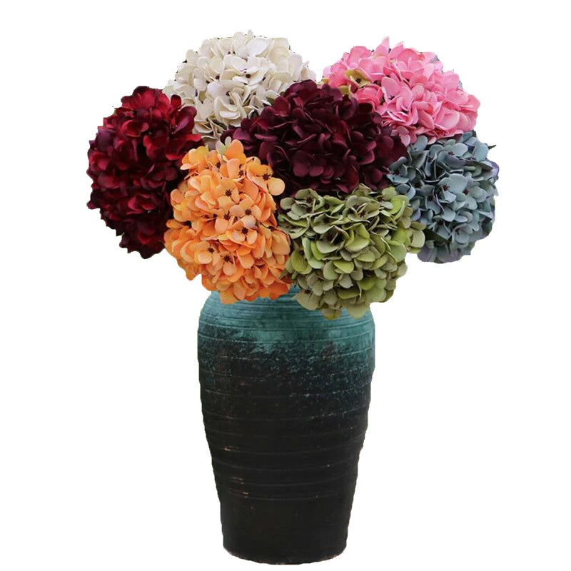 Silk Single Hydrangea Artificial Flowers Vases for Wedding Home Decoration Accessories Bride Holding Diy Craft Christmas Wreath