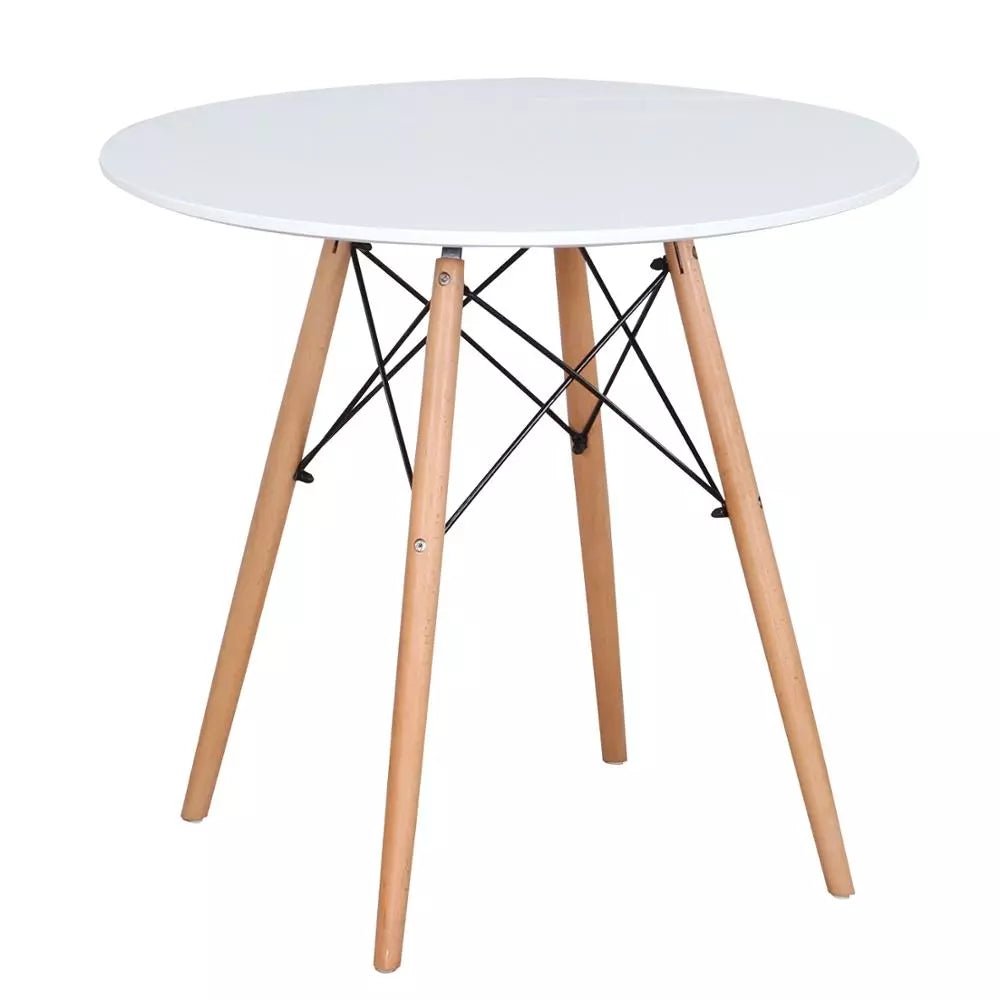 EGOONM Round Dining Table with Wood Legs Scandinavian Style Casual Table Coffee Table For Dining Living Room Kitchen Apartment