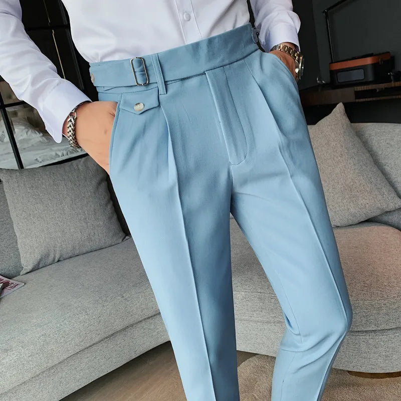 British Style Fashion Men Dress Pants Office Social Business Casual Suit Pants Man Slim Fit Simple Wedding Trousers Men Clothing