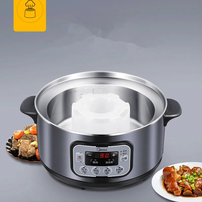 Midea Electric Steamer 3-layer High Capacity Multi-function Appointment Timing Stainless Steel Steam Cooker Food Steamer Pot