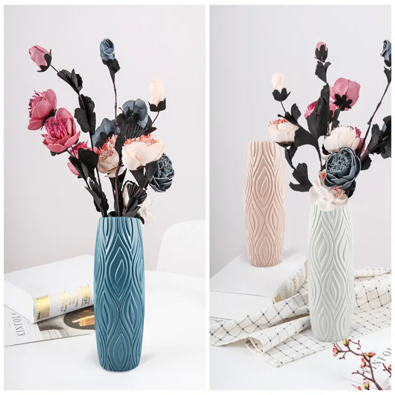 Imitation Ceramic Vase Home Decor Shatterproof Flower Pot Nordic Home Decoration Plastic Flower Vase Decorative Vases Modern