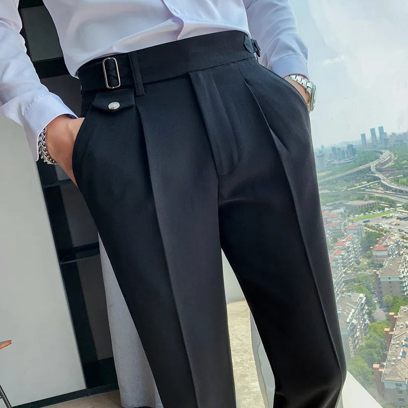 British Style Fashion Men Dress Pants Office Social Business Casual Suit Pants Man Slim Fit Simple Wedding Trousers Men Clothing