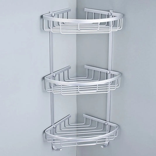 Bathroom Punch Free  Aluminum Triangular Rack Storage Organizer Corner Shelf For Shampoo Soap Cosmetic Basket Holder