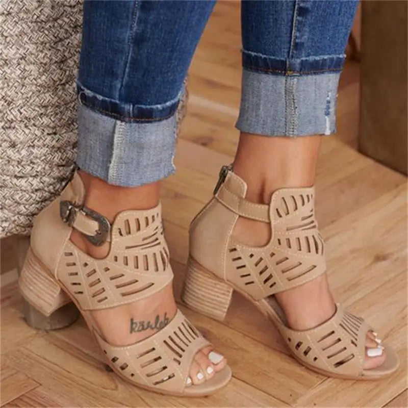 Women Wedge Sandals Mid Heel Summer Slip-on Buckle Ladies Shoes Artificial Open Toe Casual Wedding Pumps Women Sandalias