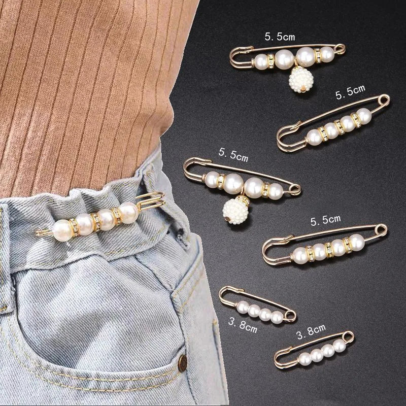 3/6 Pcs Women's Clothing Brooch Set Pearl Rhinestone Brooches for Women Lapel Pin Tightening Waist Pin Diy Accessories