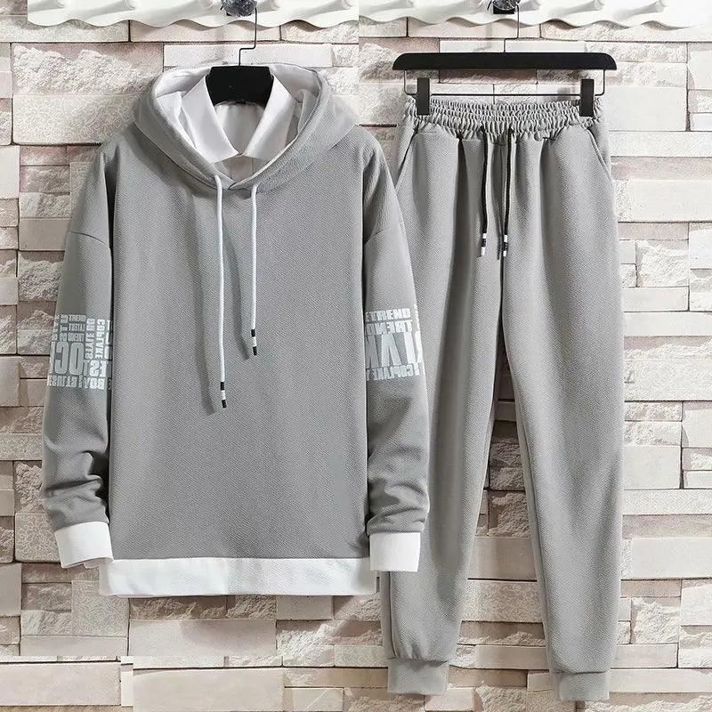 Spring Autumn Men's Sets Hip Hop Long sleeve pullover Hoodies+ Elastic Waist jogger Casual Pants Fashion Sets Men Clothing Sets