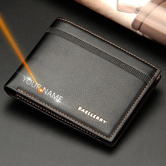 2023 New Men Wallets Name Customized Card Holder High Quality Male Purse PU Leather Business Men Wallets Carteria