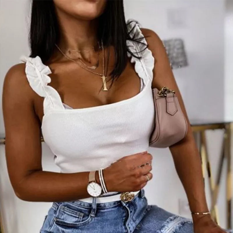 women's solid color camisole metal decorative tube top single shoulder strap vest 2020 sexy summer hot women's clothing