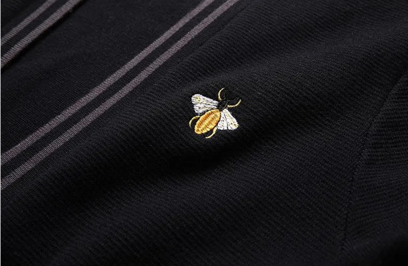 Bee Embroidery Men's Sweater Cardigan Korean Casual Coat Elegant Men Sweater 2021 Autumn Coat Trend Abrigo Hombre Men Clothing