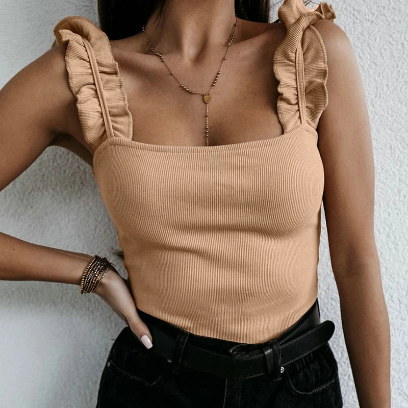 women's solid color camisole metal decorative tube top single shoulder strap vest 2020 sexy summer hot women's clothing