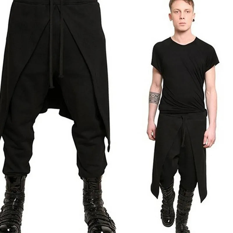 2023 New Pants Fashion Men's Long Casual Pants Personality Stitching Loose Sweatpants Comfortable Black Men Clothing