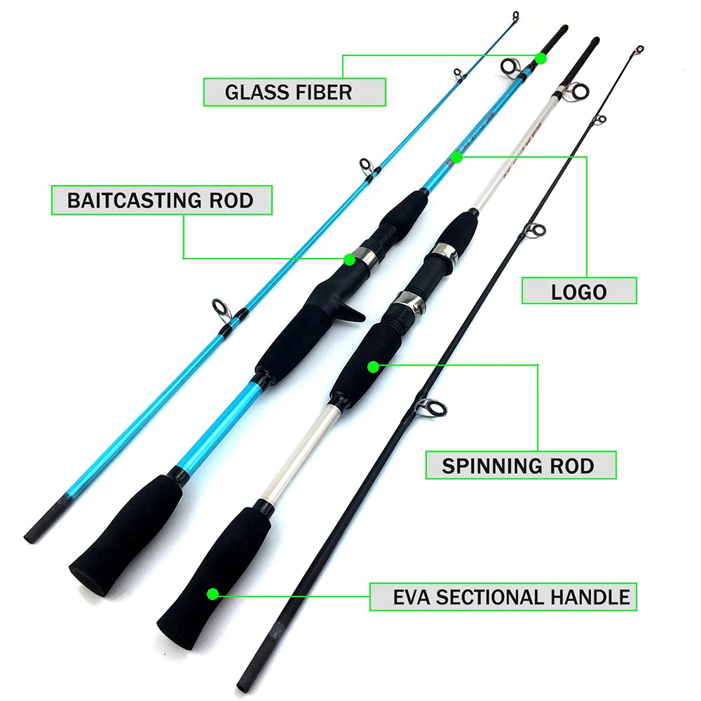 Fishing Rod Spinning Casting Fly Ultralight Carp Carbon Glassfiber Pesca Hand Lure Feeder Pole fish gear Travel Surf 1.5M 1.8M