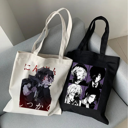 Bungou Stray Dogs Osamu Dazai Japan Anime Canvas Bag Large Harajuku Gothic Famale Shopper Bag Casual Vintage Women Shoulder Bags