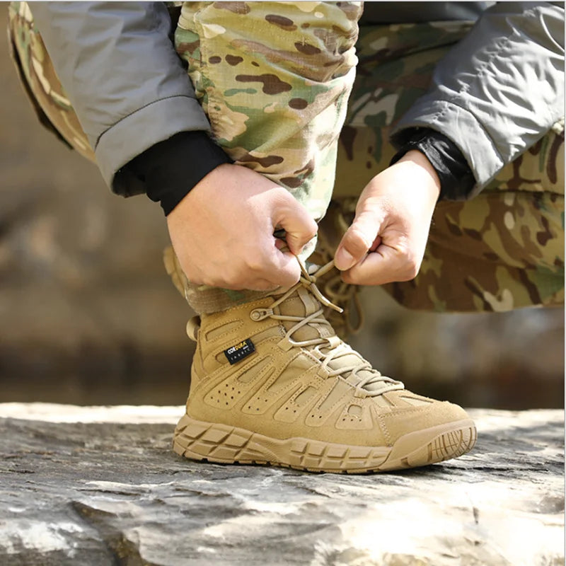 Men Spring Autumn Tactical Military Wear-resistant Hiking Shoes Men's Low-top Boots Outdoor Training Climbing Sports Sneakers