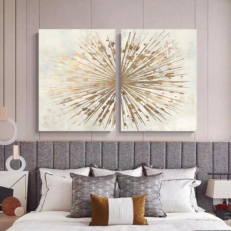 Abstract Gold Foil Line Geometric Canvas Poster Art Canvas Wall Painting Living Room Bedroom Light Luxury Decoration