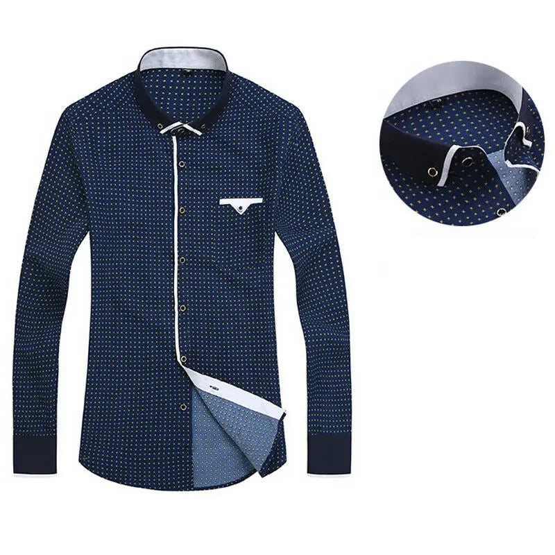 2023 Men Casual Long Sleeved Printed Shirts Slim Fit Male Social Business Dress Shirt Brand Men Clothing Camisas Para Hombre