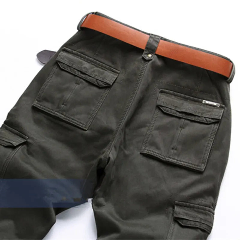 6 Pockets Fleece Warm Cargo Pants Men Clothing Thermal Work Casual Winter Pants For Men Military Black Khaki Army Trousers Male