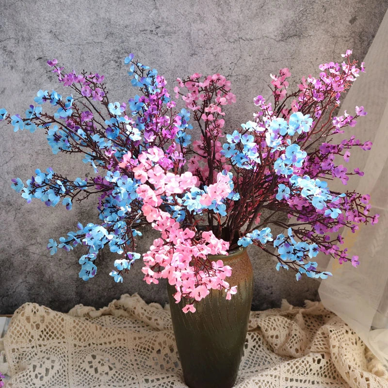 White Artificial Flowers Cherry Blossoms Gypsophila Fake Plants DIY Wedding Bouquet Vases for Home Decor Faux Christmas Branch