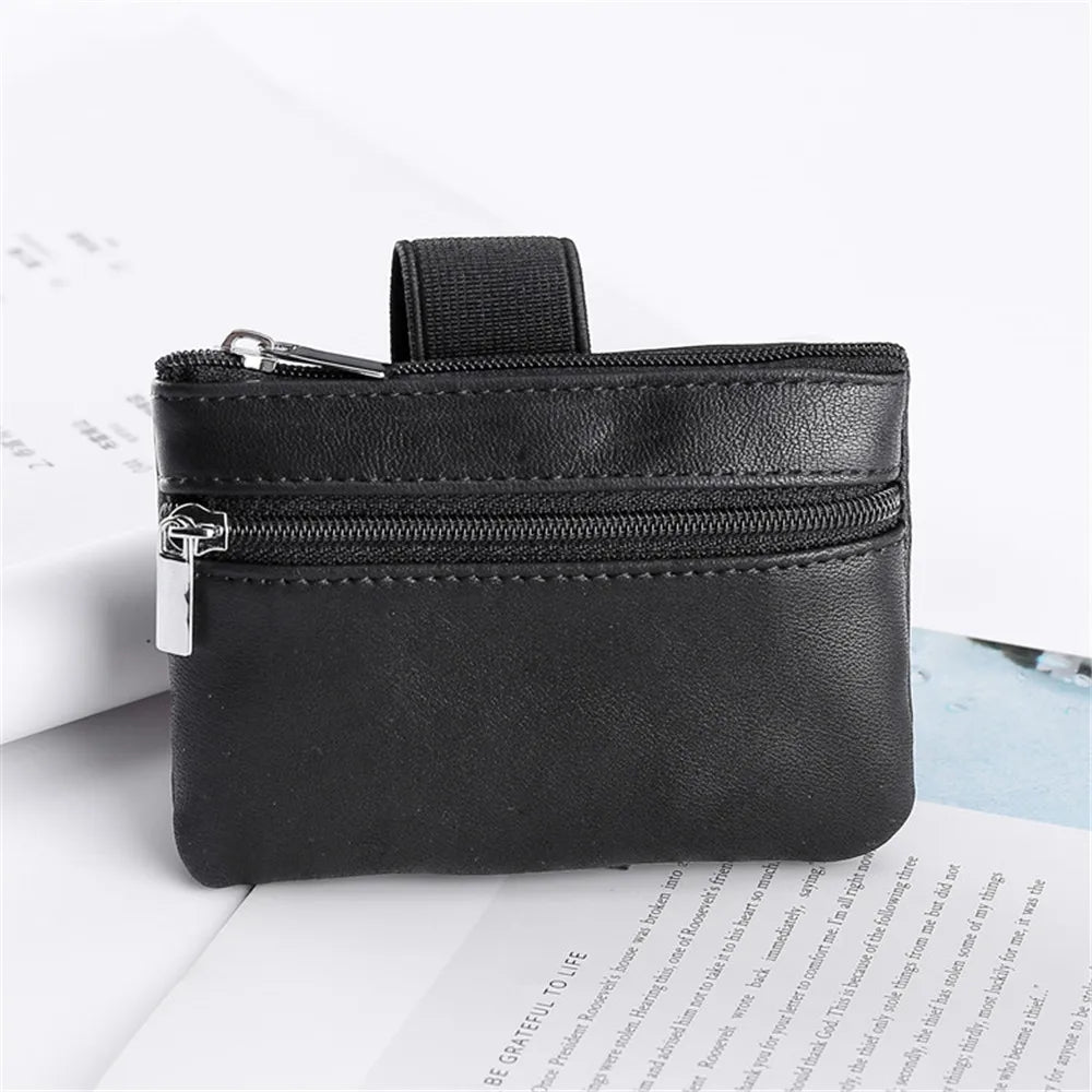 Women Men Sports Wrist Bag Key Money Bag Genuine Leather Ladies Coin Purses Zipper Pouch Card Holder Wallet Business Card Cases