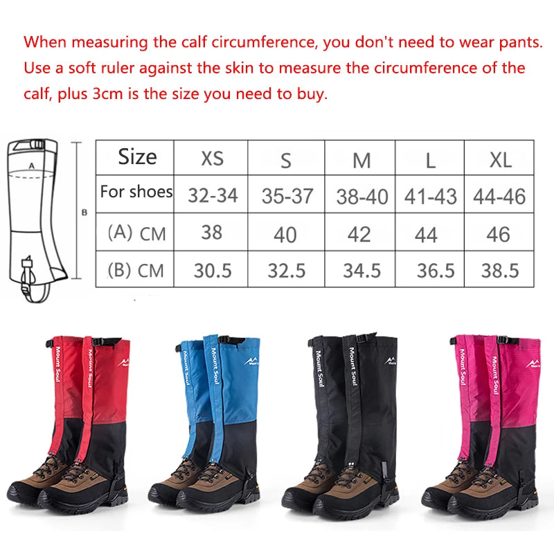 Hiking Legging Gaiters Waterproof Boot Shoe Leg Covers Hunting Climbing Camping Ski Travel  Leg Warmers Foot Covers Snow Gaiters