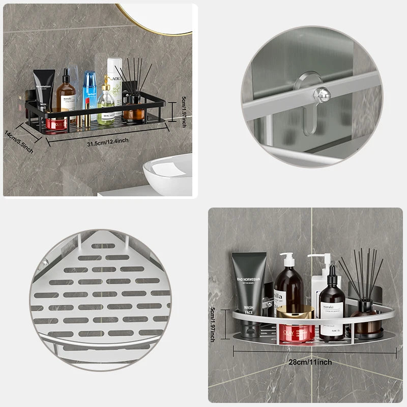 No-drill Bathroom Shelves Corner Shelf Shower Storage Rack Holder Toilet Organizer Bathroom Accessories