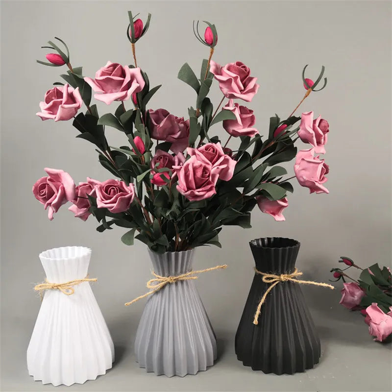 Flower Vase Decoration Home Plastic Vase Modern Imitation Ceramic Flower Pot Flower Basket Nordic Decoration Vases for Flowers