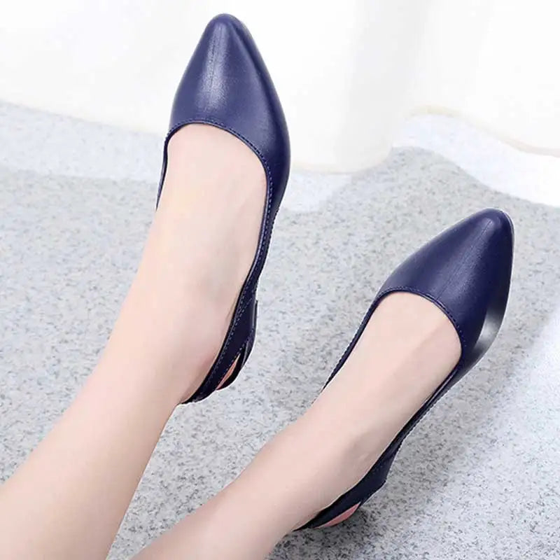 2020 Spring Women shoes apricot Pumps Pointed toe High Heels Comfort Slip On Female Wedge Shoes Black Pink Casual Ladies Shoes