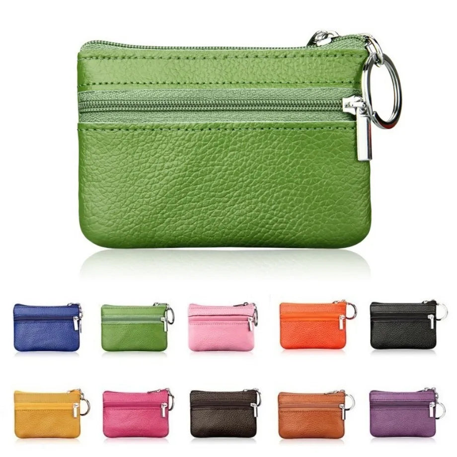 Mini PU Leather Key Holder Case Wallet Women's Small Coin Purses Change Money Bags Pocket Wallets Pouch Zipper