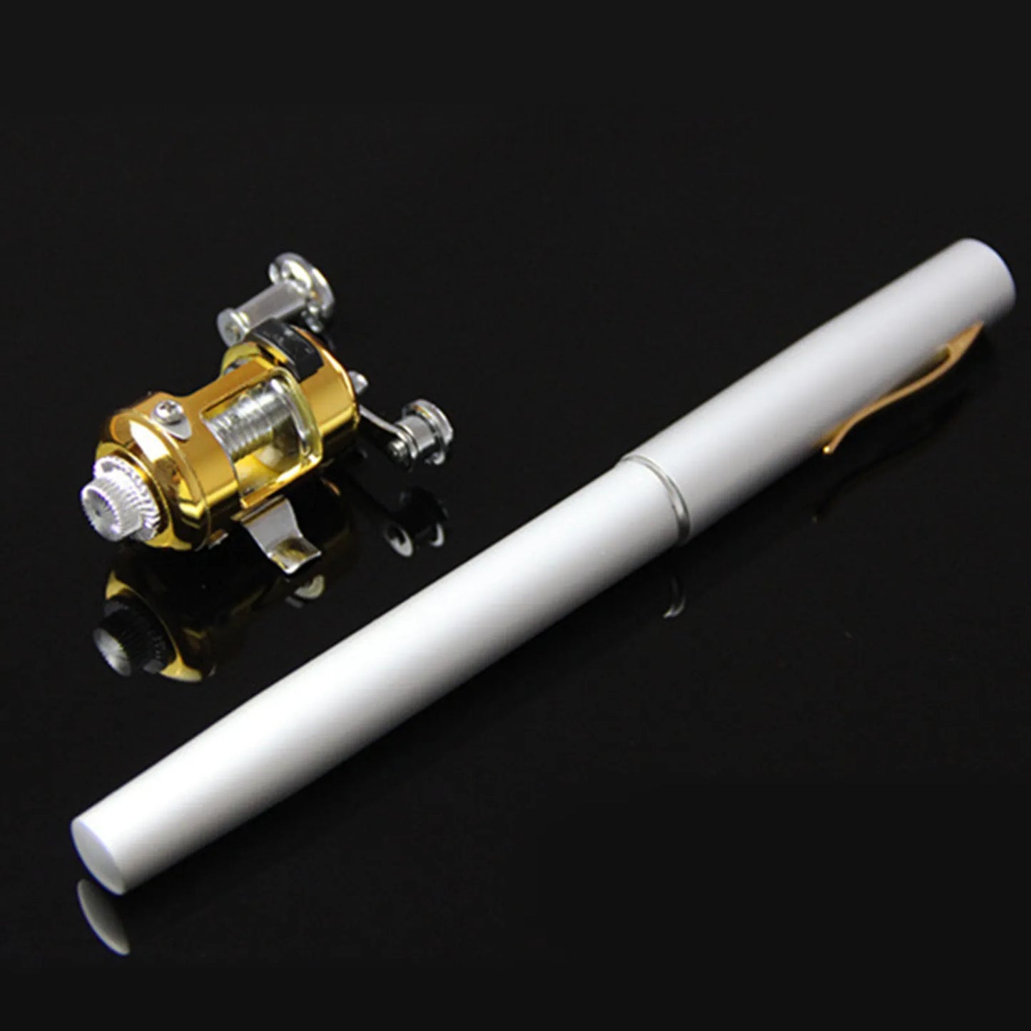 Portable Telescopic Pole Pen Shape Folded River Lake Fishing Rod with Reel Wheel