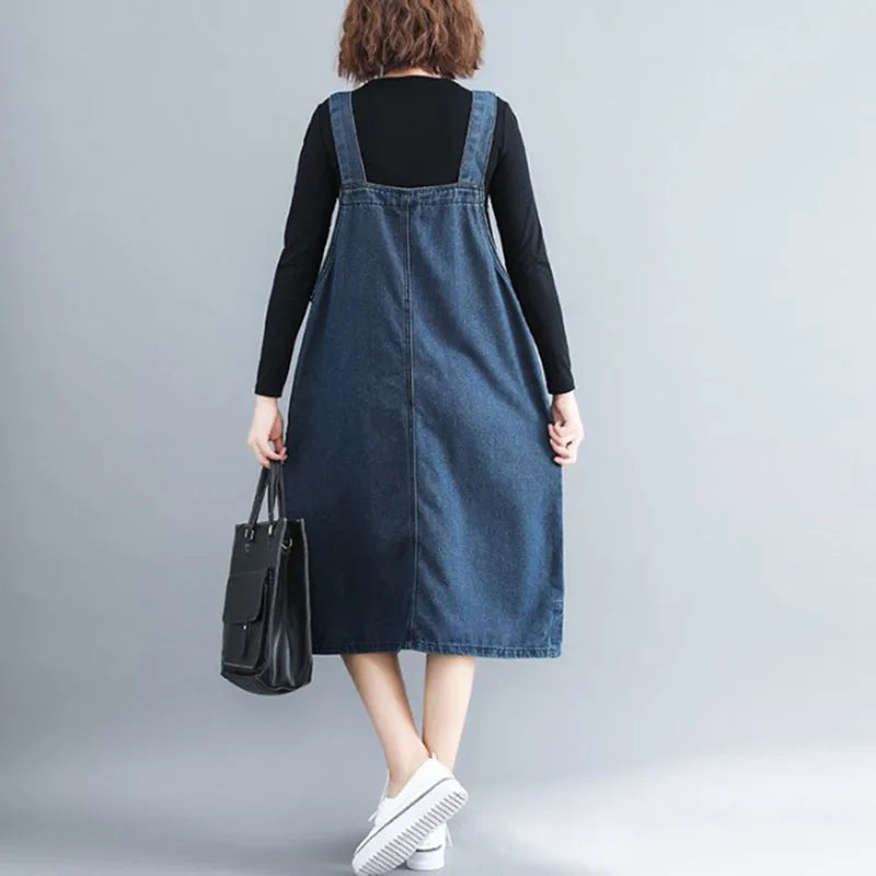 2022 Women Straps Denim Dress New Spring Summer Dress Loose Blue Jeans Dress Female Vest Dress Women's clothing Vestidos