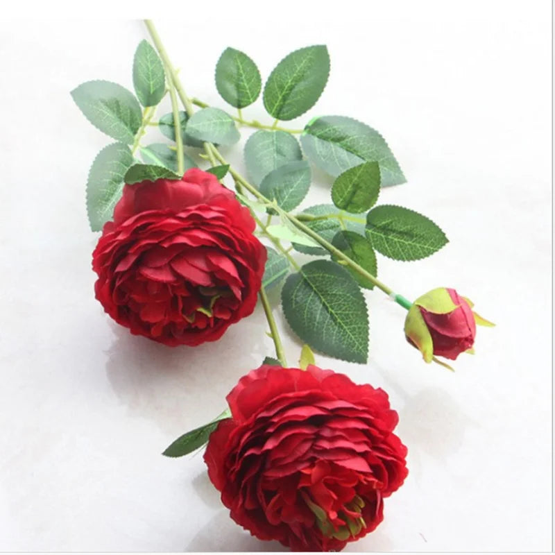 3 Heads Fake Peony Vases for Home Decoration Accessories Wedding Decorative Flowers Scrapbooking Garden Household Products