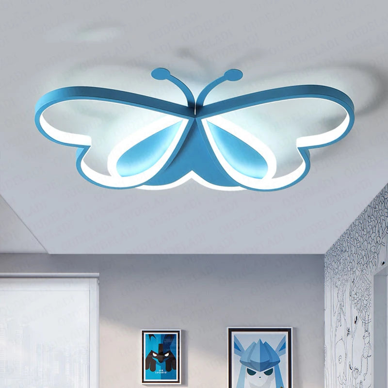 Nordic children's room bedroom light LED ceiling light pink / blue cartoon butterfly bedroom light AC85 - 265V