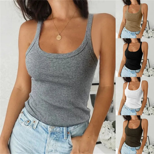 V-neck Halter Sexy Camisole Top 2022 Summer Women Sexy off-Shoulder Solid Color Sleeveless Camis Women's Clothing Tanks Tops