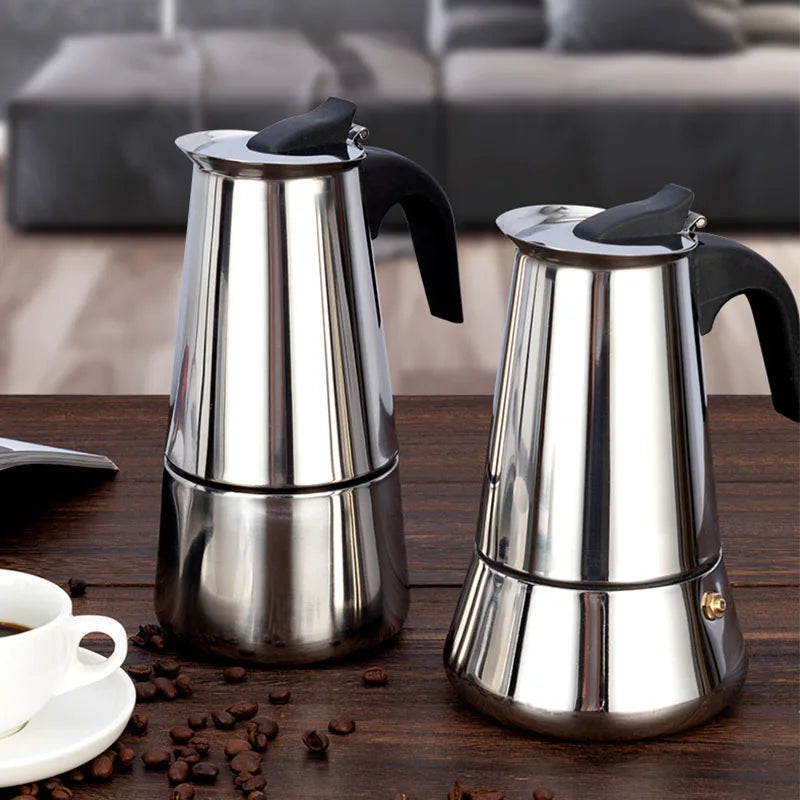 Stainless Steel Coffee Maker Coffee Pot Moka Pot Geyser Coffee Makers Kettle Coffee Brewer Latte Percolator Stove Coffee Tools