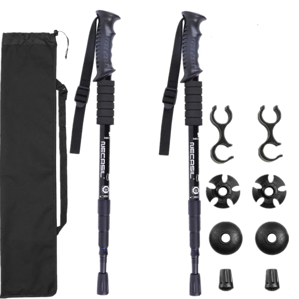 2pcs/lot Trekking poles hike walking stick nordic walking cane Aluminum ski camp telescopic baton outdoor hiking poles crutches