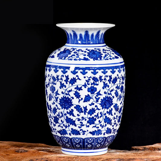 Blue and White Porcelain Vase Decoration living room flower arrangement antique decorative crafts Jingdezhen ceramics vases